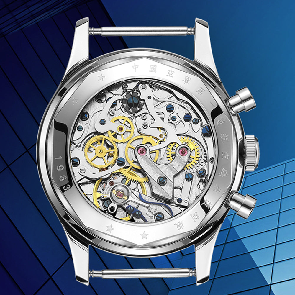 SEAKOSS 38mm 40mm Seagull 1963 Chronograph Men's FKM Silicone Strap ST1901 Movement Sapphire Mechanical Wristwatches