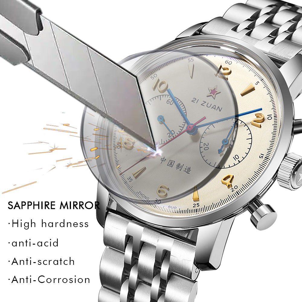 SEAKOSS Seagull 1963 42mm Gooseneck Chronograph Sapphire Glass Men Pilot Seagull ST1901 Movement Mechanical Watches