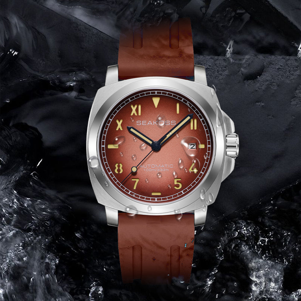 SEAKOSS 40mm Men's Automatic Watch – Seagull ST1612 Self-Winding Mechanical Movement, Sapphire Crystal, 10ATM Waterproof, Luminous Date Watch