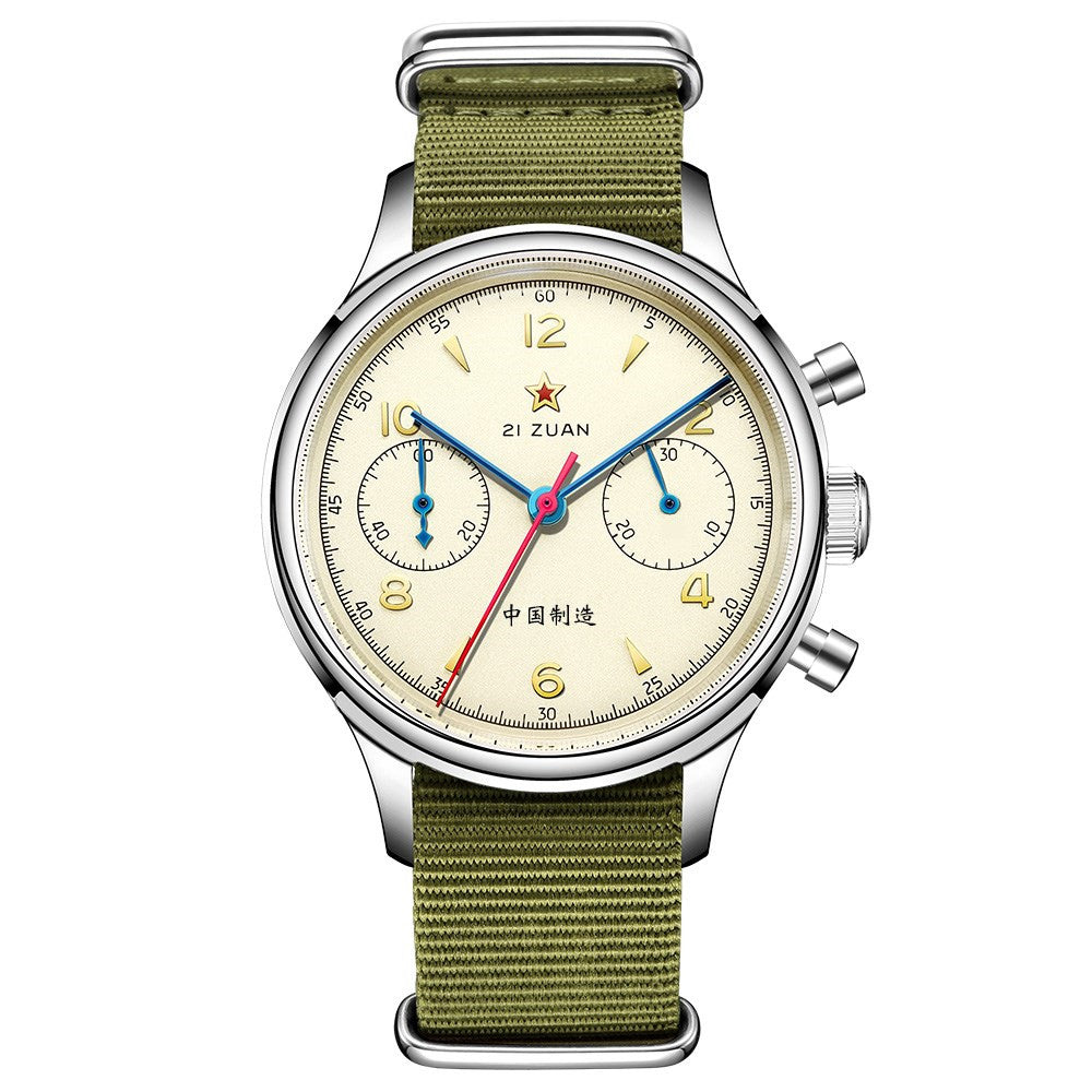 SEAKOSS Classic 1963 Pilot Watch Men ST1901 Chronograph Hand Winding Mechanical Wristwatch Sapphire Glass Waterproof