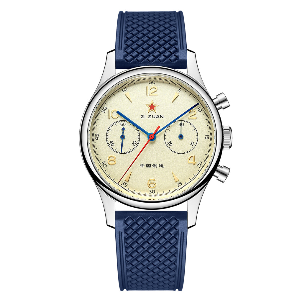SEAKOSS 38mm 40mm Seagull 1963 Chronograph Men's FKM Silicone Strap ST1901 Movement Sapphire Mechanical Wristwatches