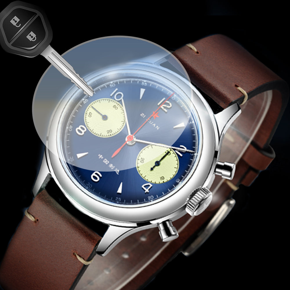 SEAKOSS 38mm Men 1963 Chronograph Watches Seagull ST1901 Movement Sapphire  Mechanical Wristwatches Deep BlueColor