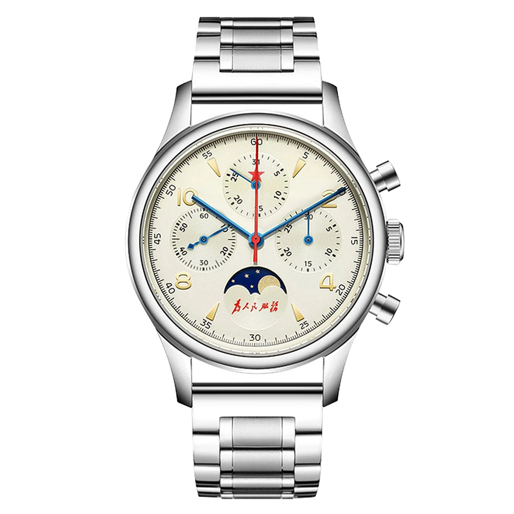 SEAKOSS Seagull 1963 40mm Moon Phase Chronograph Sapphire Glass Men Pilot Seagull ST1908 Movement Mechanical Watches