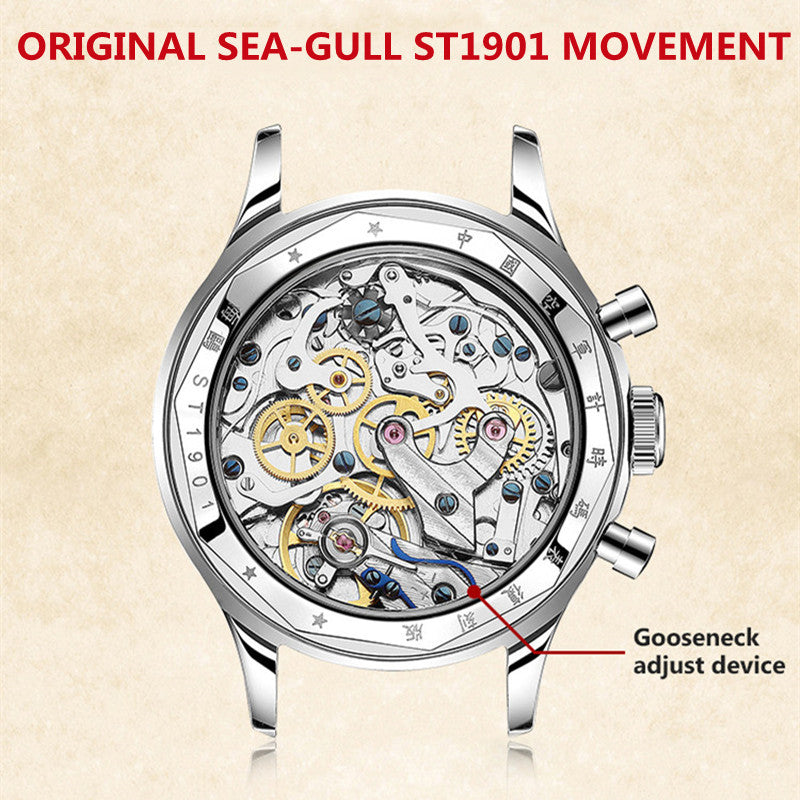 SEAKOSS 38mm Men 1963 Chronograph Watches Seagull ST1901 Movement Sapphire Mechanical Wristwatches Yellow Color