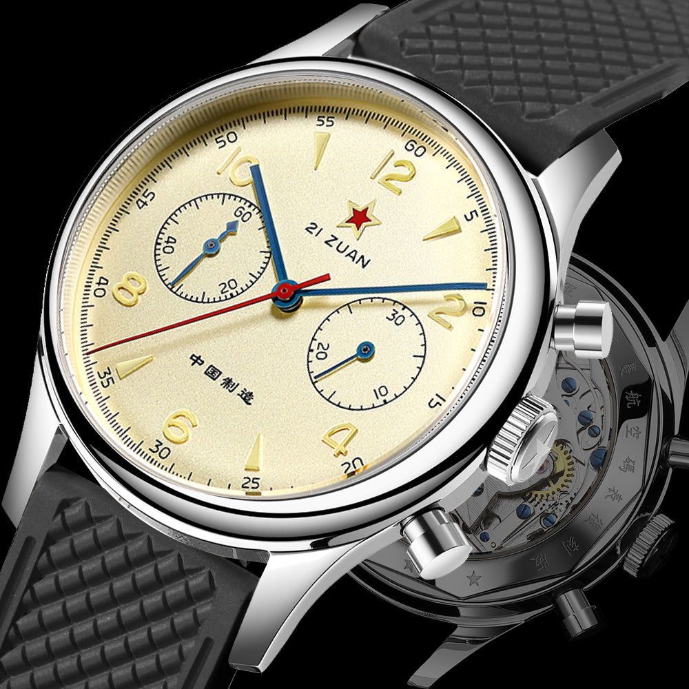 SEAKOSS 38mm 40mm Seagull 1963 Chronograph Men's Watch ST1901 Movement Sapphire Wristwatches FKM Silicone Strap