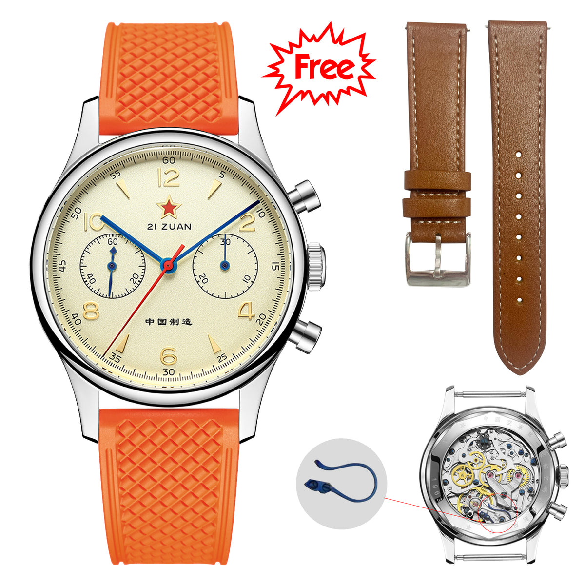 SEAKOSS 40mm Seagull 1963 Chronograph Men's Watch ST1901 Movement Sapphire Gooseneck Wristwatches FKM Silicone Strap