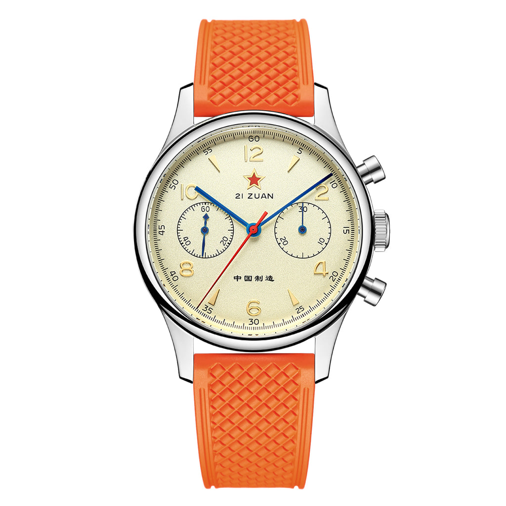 SEAKOSS 38mm 40mm Seagull 1963 Chronograph FKM Silicone Strap Men's ST1901 Movement Sapphire Wrist Watches