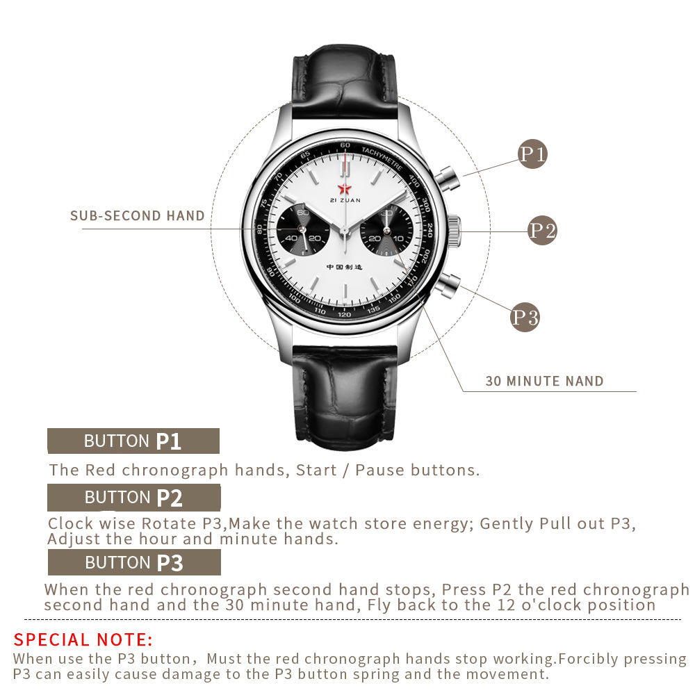 SEAKOSS Men 40mm Panda 1963 Chronograph Watch Luminous Sapphire Seagull ST1901 Movement Mechanical Watches