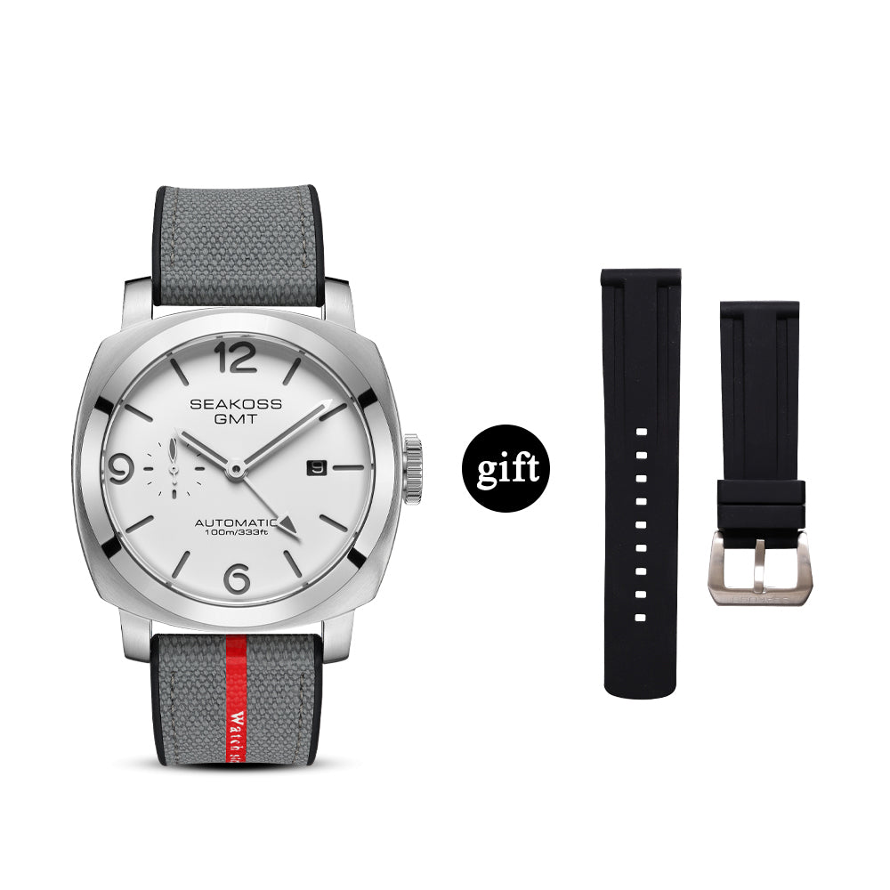 SEAKOSS GMT Automatic Watch for Men 45mm, Self Winding Mechanical Wrist Watch with Seagull ST2557 Movement, Sapphire Crystal, 10ATM Waterproof, Luminous Hands, Stainless Steel Date Watch（副本）（副本）