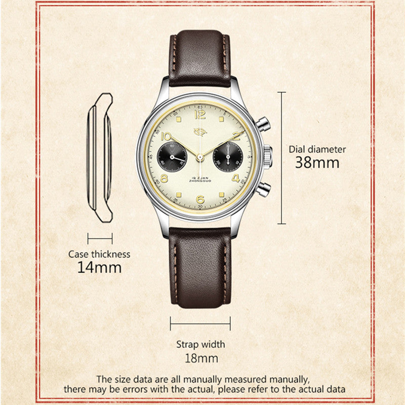 SEAKOSS 38mm Men 1963 Chronograph Watches Seagull ST1901 Movement Sapphire Mechanical Wristwatches Yellow Color