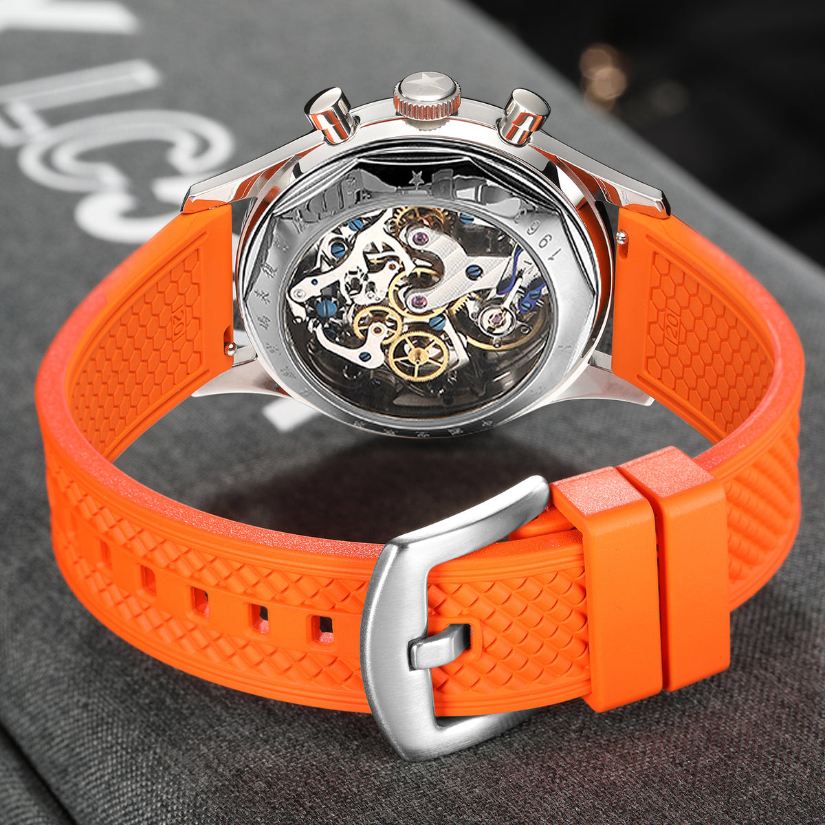 Seagull 1963 40mm Panda Chronograph Watch Men FKM Silicone Strap Sapphire Luminous Mechanical Wrist Watches