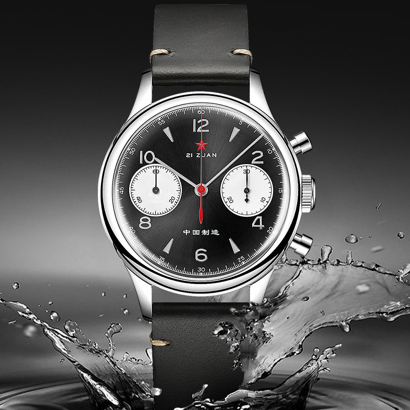 SEAKOSS 38mm Men 1963 Chronograph Watches Seagull ST1901 Movement Sapphire  Mechanical Wristwatches Black Color
