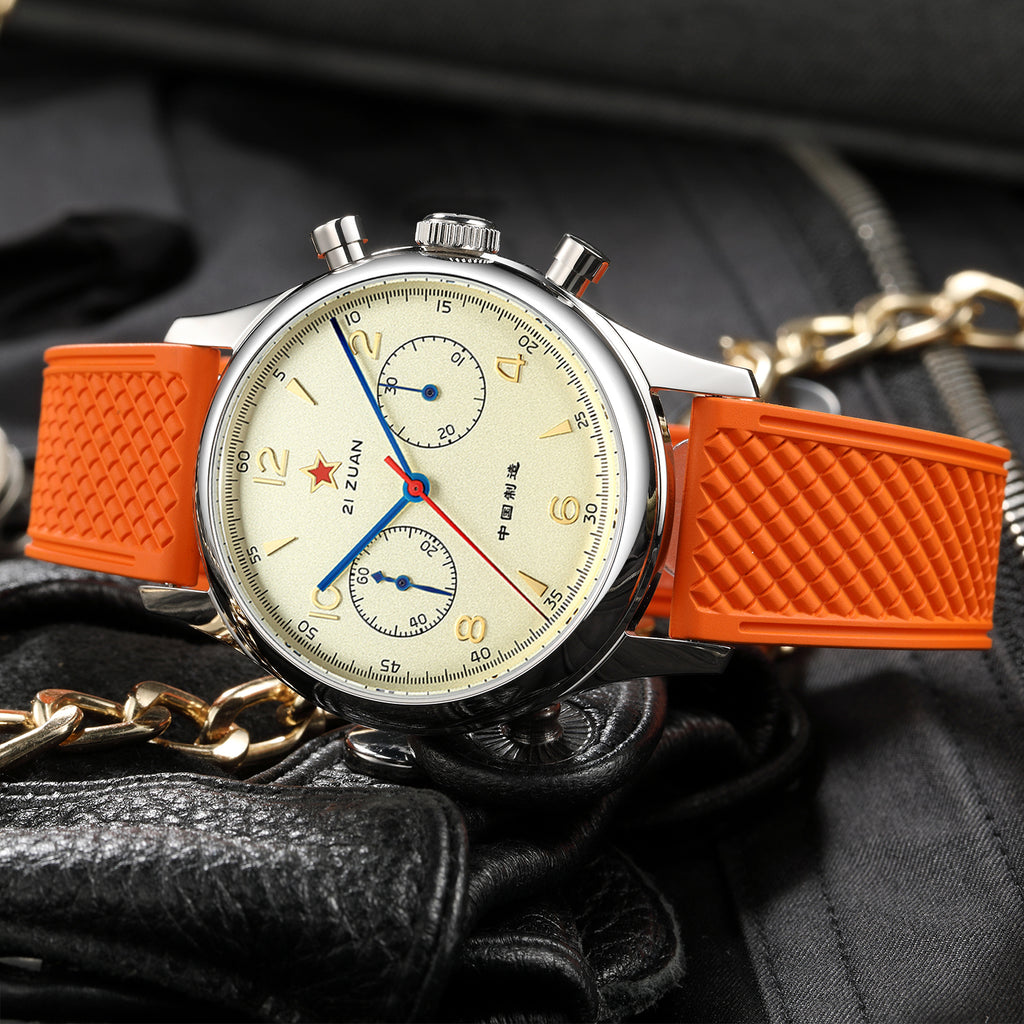 SEAKOSS 40mm Seagull 1963 Chronograph Men's Watch ST1901 Movement Sapphire Gooseneck Wristwatches FKM Silicone Strap