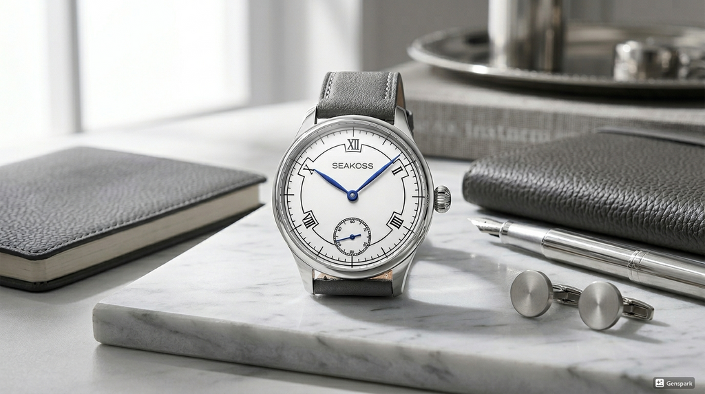 SEAKOSS 41mm Men's Automatic Mechanical Watch Original Seagull ST3621 Movement Sapphire Crystal 5ATM Waterproof Leather Strap Dress Watch