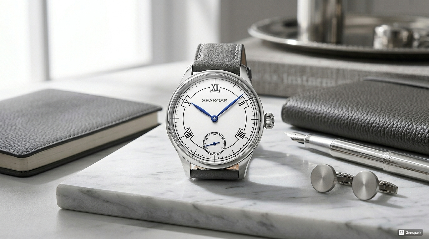 SEAKOSS 41mm Men's Automatic Mechanical Watch Original Seagull ST3621 Movement Sapphire Crystal 5ATM Waterproof Leather Strap Dress Watch