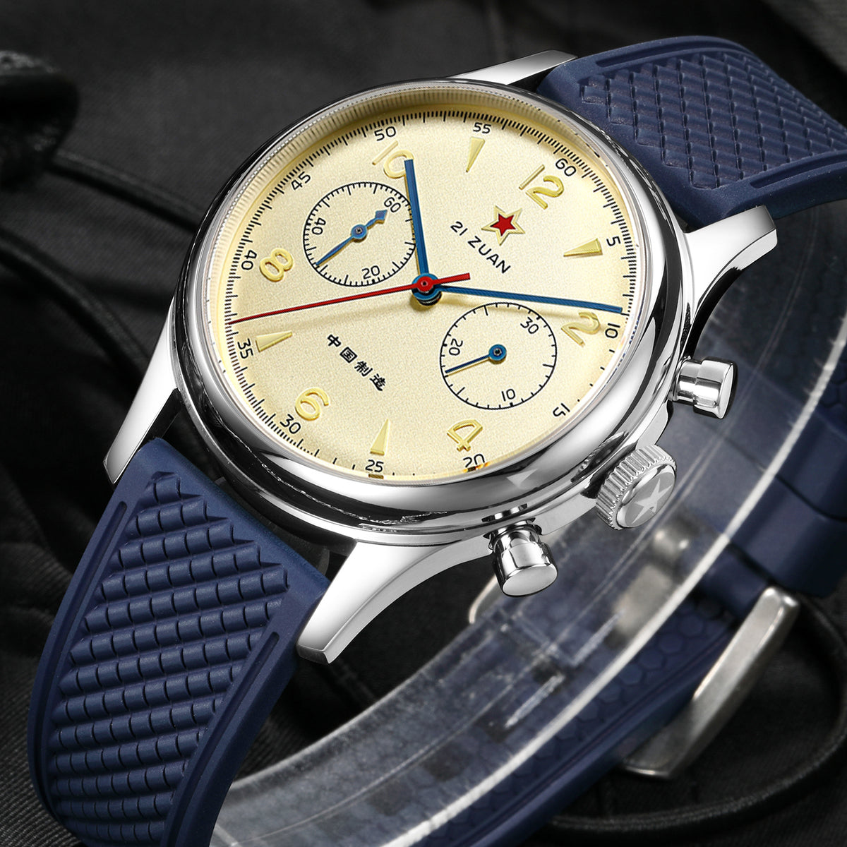 SEAKOSS 38mm 40mm Seagull 1963 Chronograph Men's FKM Silicone Strap ST1901 Movement Sapphire Mechanical Wristwatches
