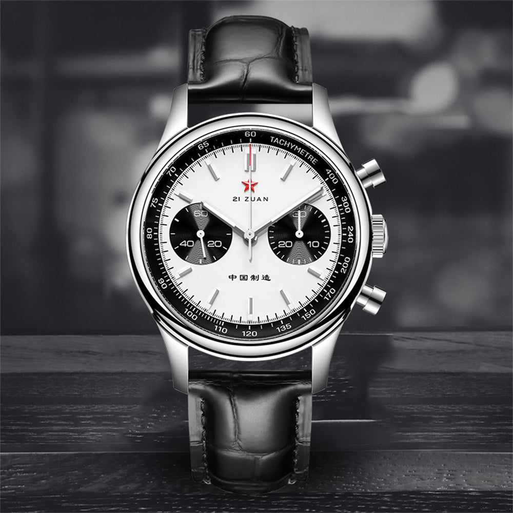SEAKOSS Men 40mm Panda 1963 Chronograph Watch Luminous Sapphire Seagull ST1901 Movement Mechanical Watches