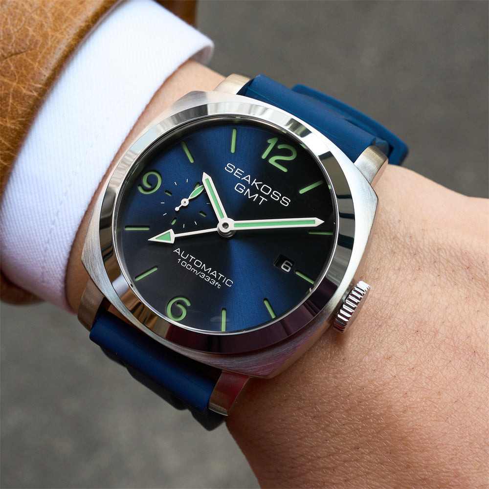 SEAKOSS GMT Men Automatic Mechanical Watch For Men ST2557 Automatic Movement 10Bar Waterproof Super Luminous Calendar Sapphire Wristwatches