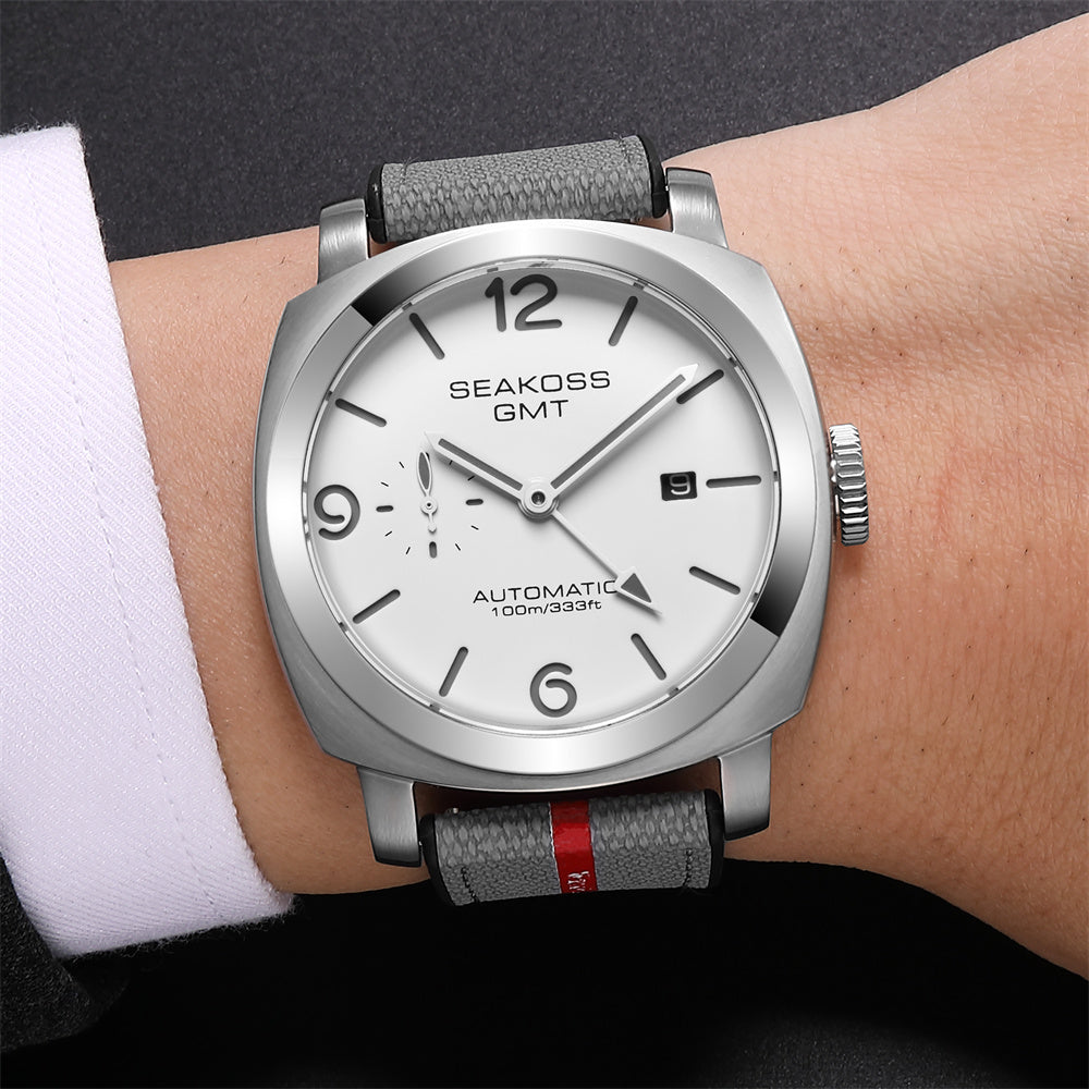 SEAKOSS GMT Automatic Watch for Men 45mm, Self Winding Mechanical Wrist Watch with Seagull ST2557 Movement, Sapphire Crystal, 10ATM Waterproof, Luminous Hands, Stainless Steel Date Watch（副本）（副本）