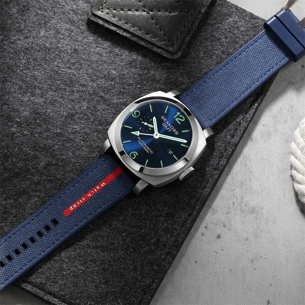 SEAKOSS GMT Automatic Watch for Men | 45mm Stainless Steel Mechanical Watch with Seagull ST2557 Movement, Sapphire Crystal, 10ATM Water Resistant, Luminous Hands