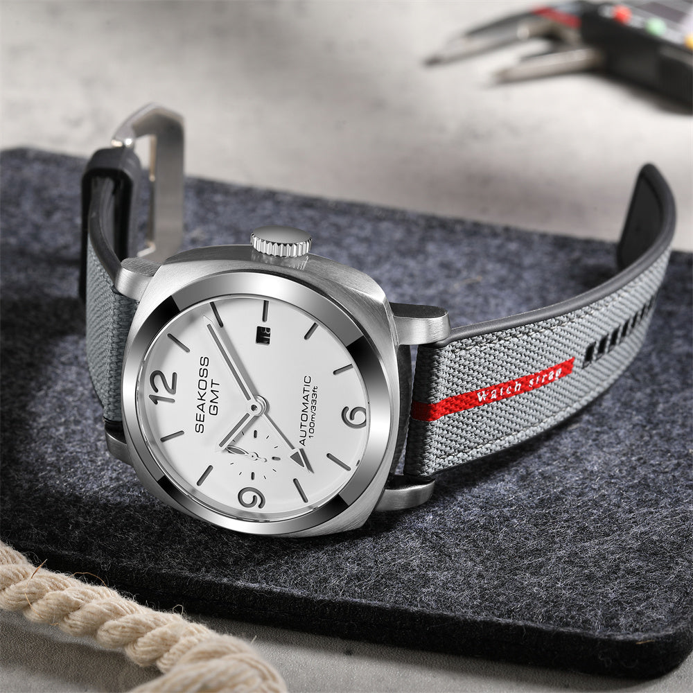 SEAKOSS GMT Automatic Watch for Men 45mm, Self Winding Mechanical Wrist Watch with Seagull ST2557 Movement, Sapphire Crystal, 10ATM Waterproof, Luminous Hands, Stainless Steel Date Watch（副本）（副本）