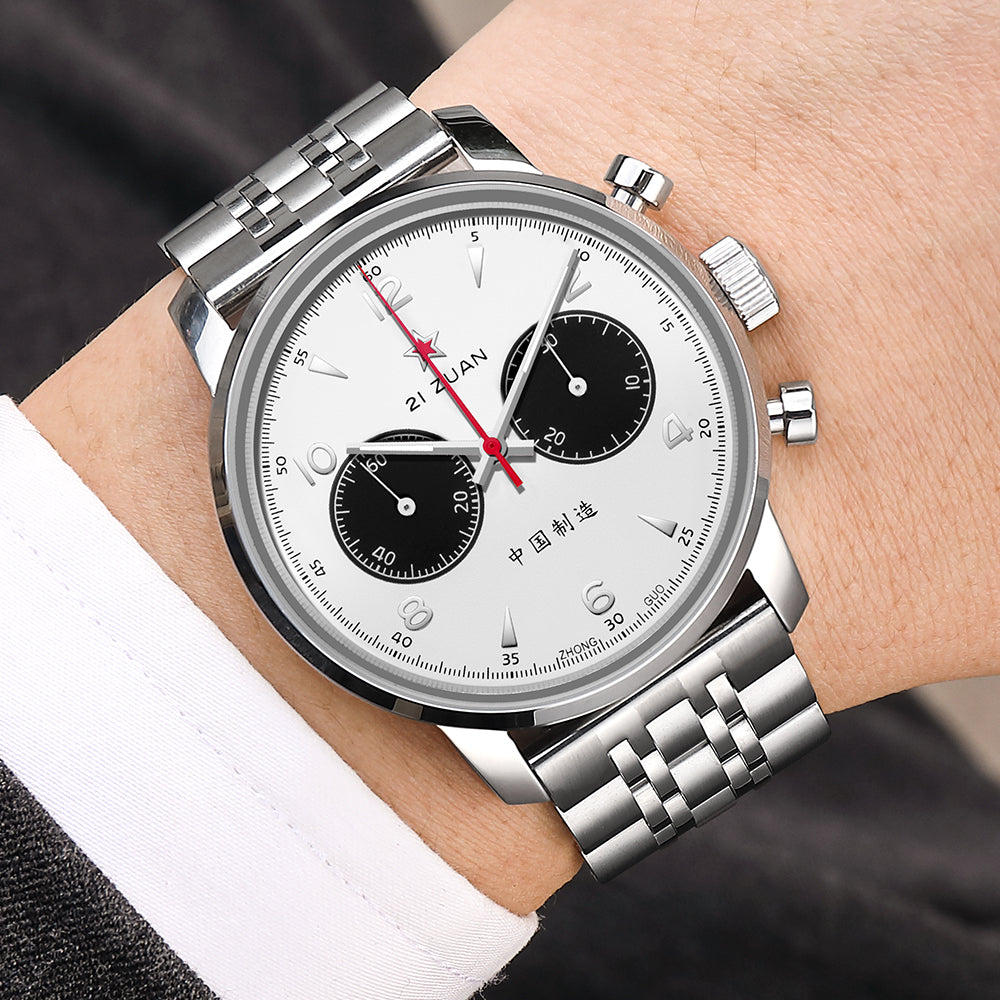 SEAKOSS Panda Seagull 1963 42mm Chronograph 3D Dome Hardlex Glass Men Pilot Seagull ST1901 Movement Mechanical Watches