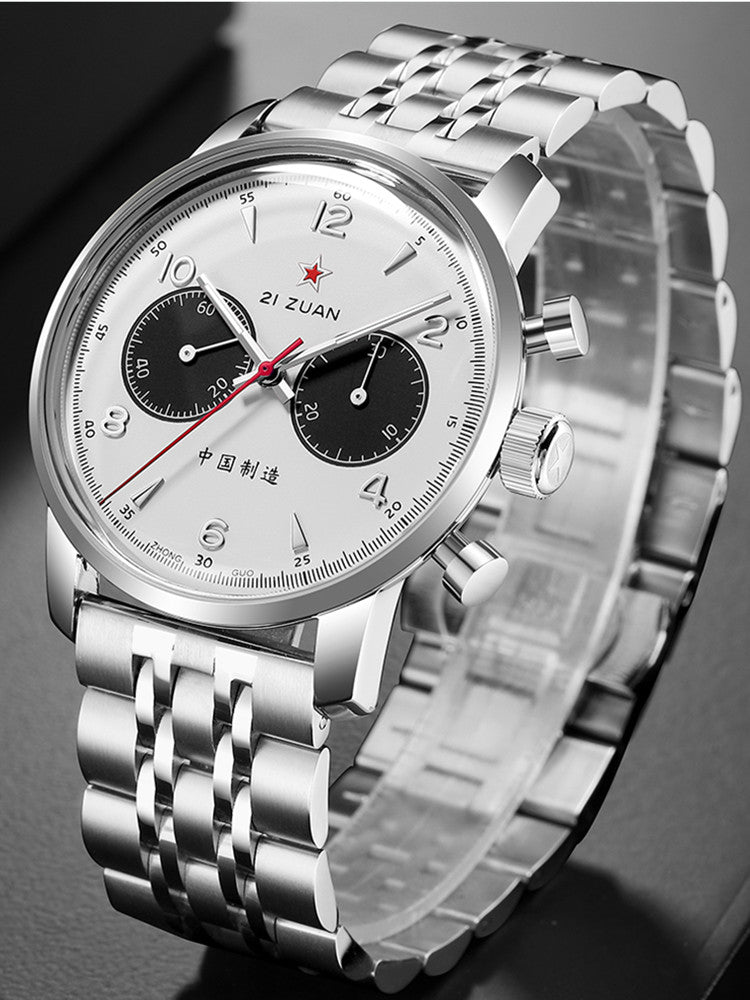 SEAKOSS Panda Seagull 1963 42mm Chronograph 3D Dome Hardlex Glass Men Pilot Seagull ST1901 Movement Mechanical Watches