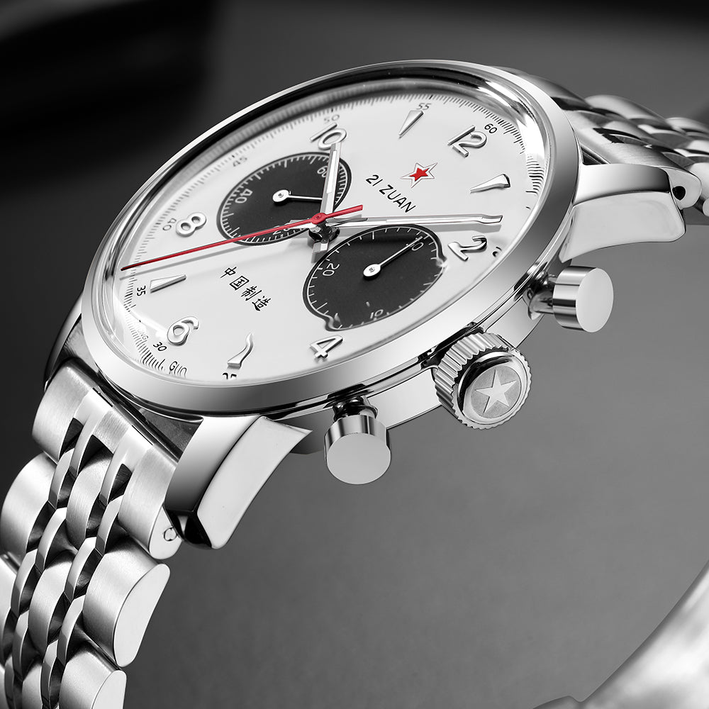 SEAKOSS Panda Seagull 1963 42mm Chronograph 3D Dome Hardlex Glass Men Pilot Seagull ST1901 Movement Mechanical Watches