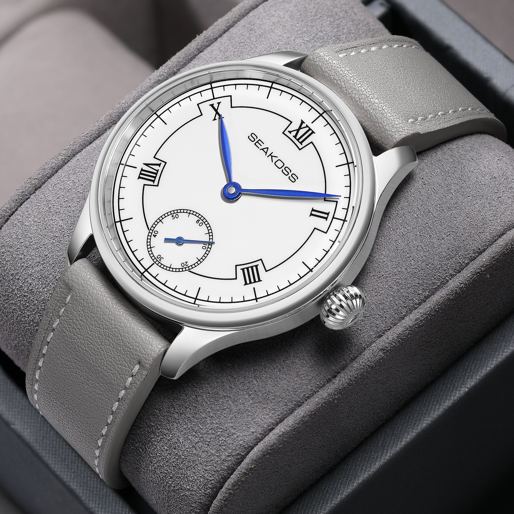 SEAKOSS 41mm Men's Automatic Mechanical Watch Original Seagull ST3621 Movement Sapphire Crystal 5ATM Waterproof Leather Strap Dress Watch