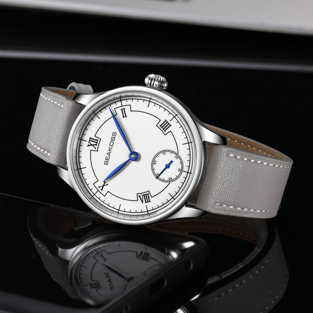 SEAKOSS 41mm Men's Automatic Mechanical Watch Original Seagull ST3621 Movement Sapphire Crystal 5ATM Waterproof Leather Strap Dress Watch