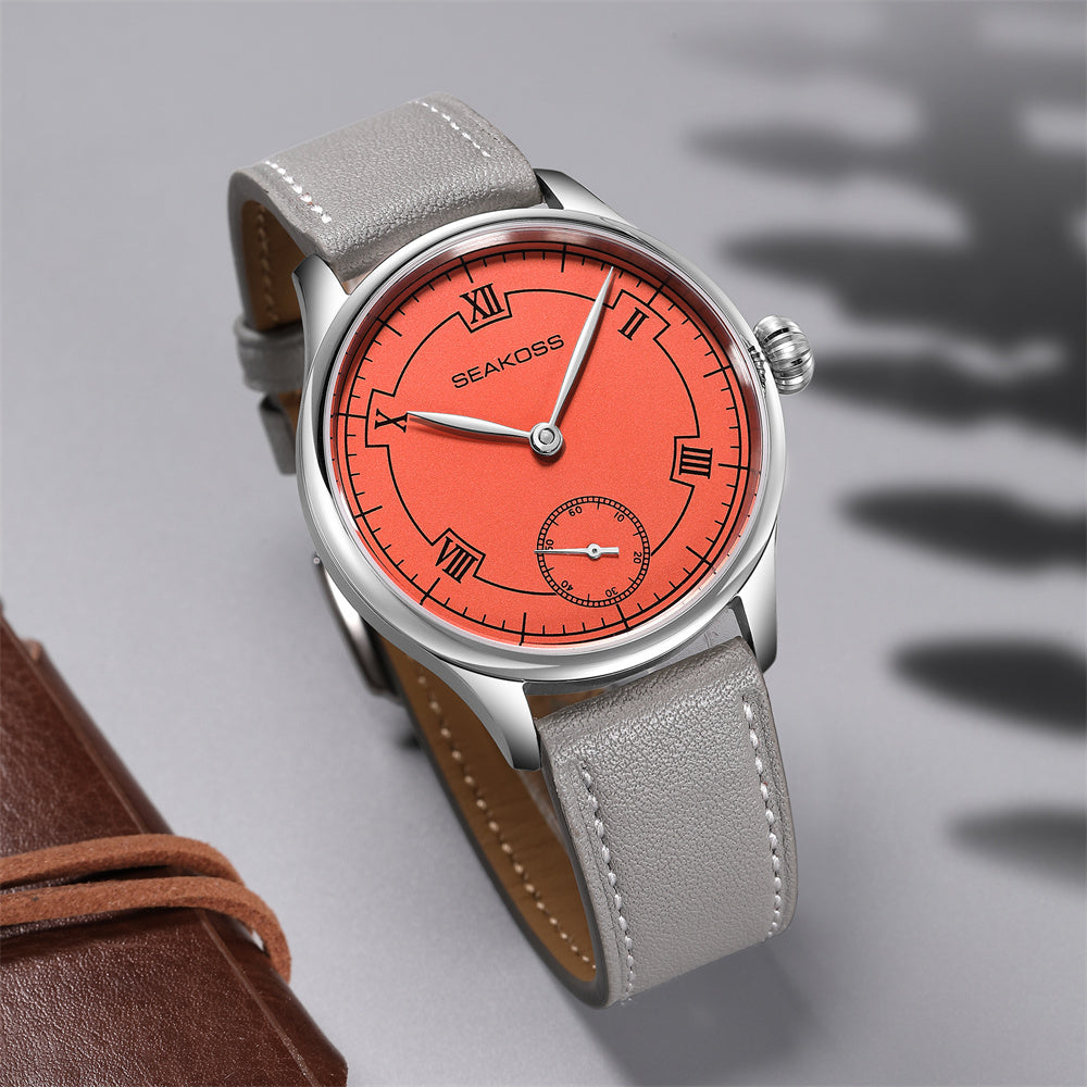 SEAKOSS 41mm Men's Automatic Mechanical Watch Original Seagull ST3621 Movement Sapphire Crystal 5ATM Waterproof Leather Strap Dress Watch