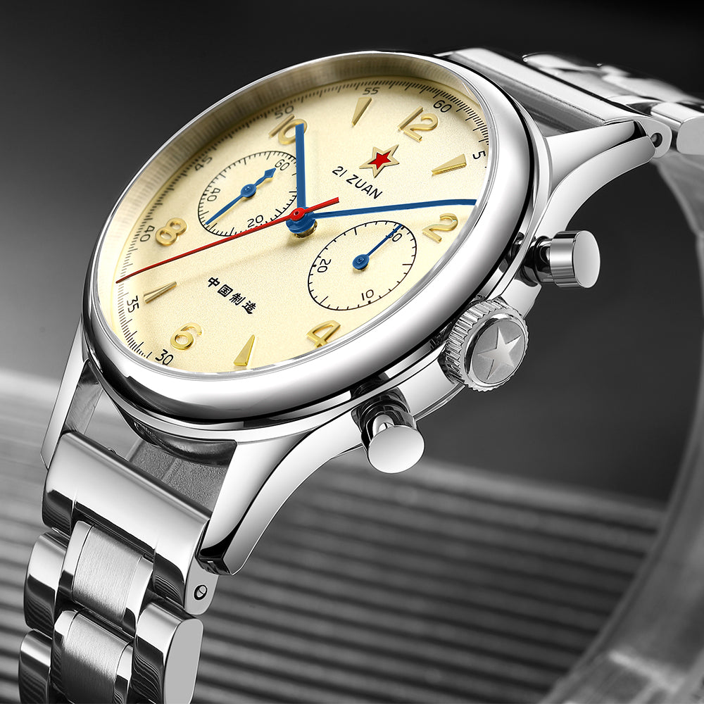 SEAKOSS Seagull 1963 38mm Chronograph Gooseneck Sapphire Glass Men Pilot Seagull ST1901 Movement Mechanical Watches