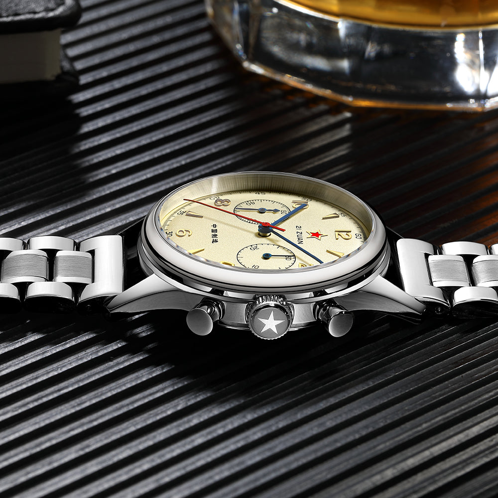 SEAKOSS Seagull 1963 38mm Chronograph Gooseneck Sapphire Glass Men Pilot Seagull ST1901 Movement Mechanical Watches