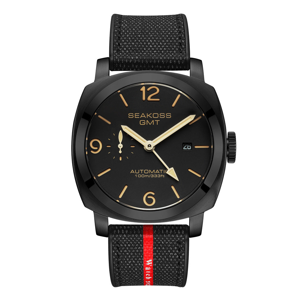 SEAKOSS 45mm GMT Automatic Watch for Men – Seagull ST2557 Mechanical Movement, Sapphire Crystal, 10ATM Waterproof Stainless Steel Wristwatch