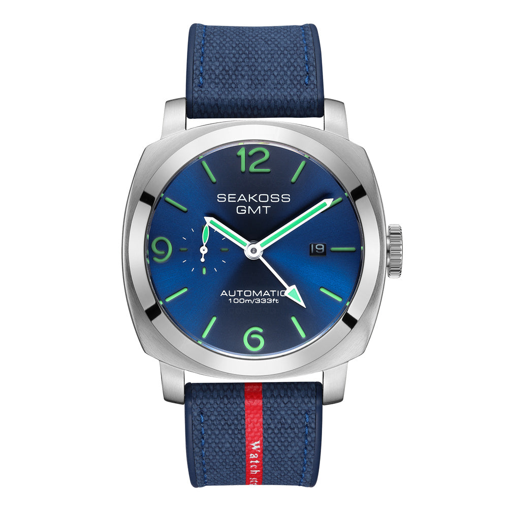 SEAKOSS GMT Automatic Watch for Men | 45mm Stainless Steel Mechanical Watch with Seagull ST2557 Movement, Sapphire Crystal, 10ATM Water Resistant, Luminous Hands