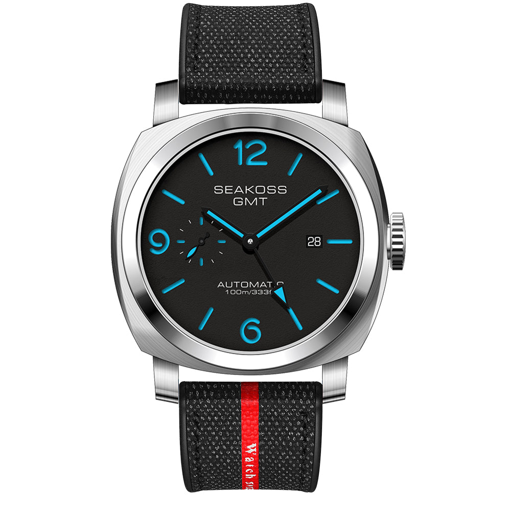 SEAKOSS GMT Automatic Watch for Men | 45mm Mechanical Watch with Seagull ST2557 Movement, Sapphire Crystal, 10ATM Waterproof, Stainless Steel