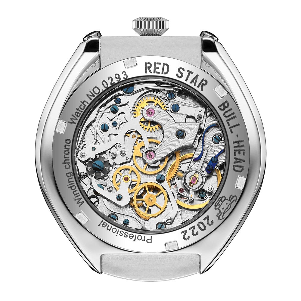 Red Star Bullhead Series 1963 Chronograph ST1901 Movement Super Luminous 42mm Pilots Men's Mechanical  Wristwatches Gooseneck