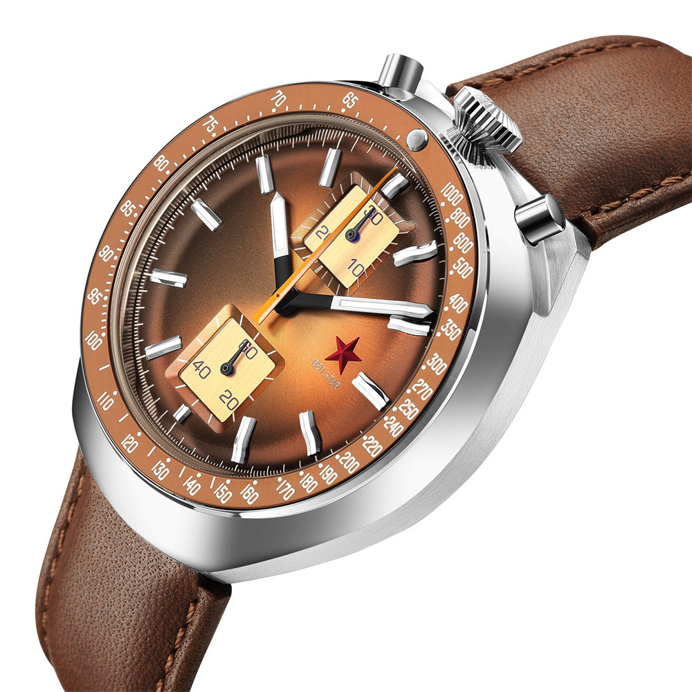 Red Star Bullhead Series 1963 Chronograph ST1901 Movement Super Luminous 42mm Pilots Men's Mechanical  Wristwatches Gooseneck