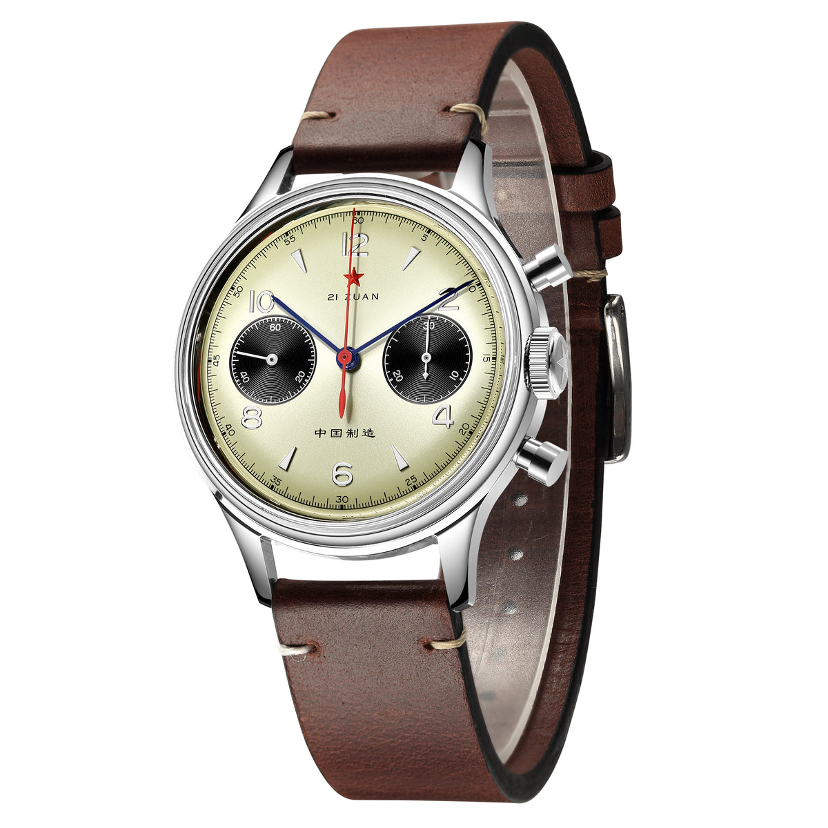 SEAKOSS 38mm Men 1963 Chronograph Watches Seagull ST1901 Movement Sapphire  Mechanical Wristwatches Yellow  Color
