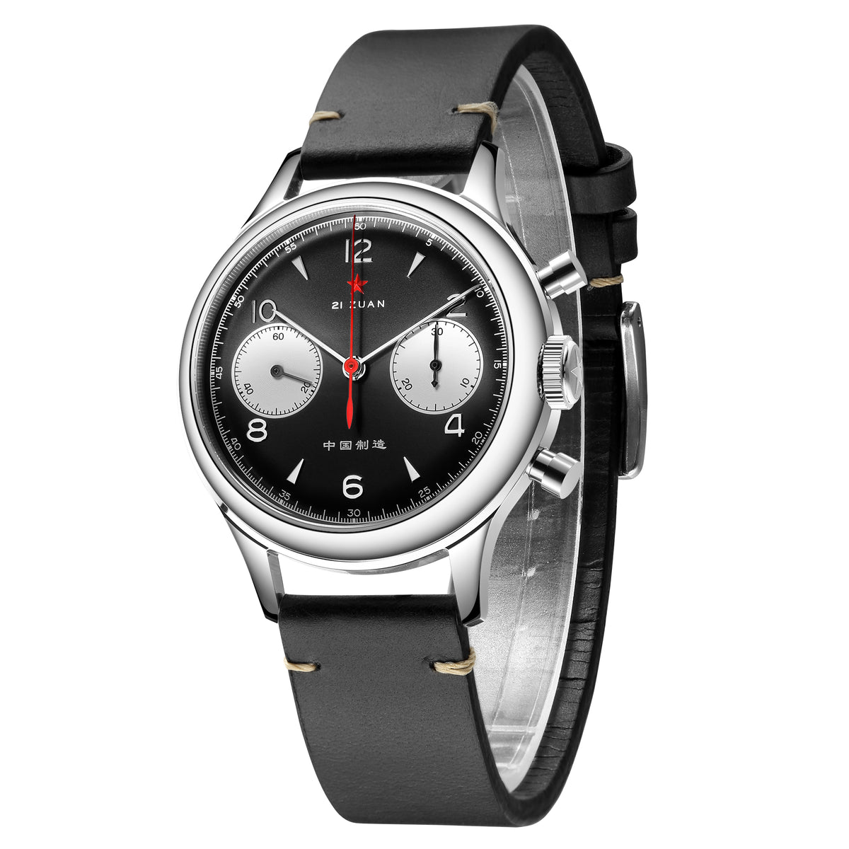 SEAKOSS 38mm Men 1963 Chronograph Watches Seagull ST1901 Movement Sapphire  Mechanical Wristwatches Black Color