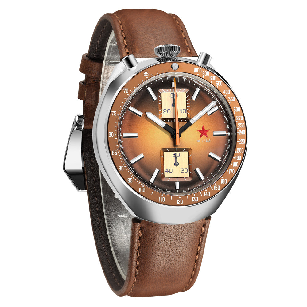 Red Star Bullhead Series 1963 Chronograph ST1901 Movement Super Luminous 42mm Pilots Men's Mechanical  Wristwatches Gooseneck