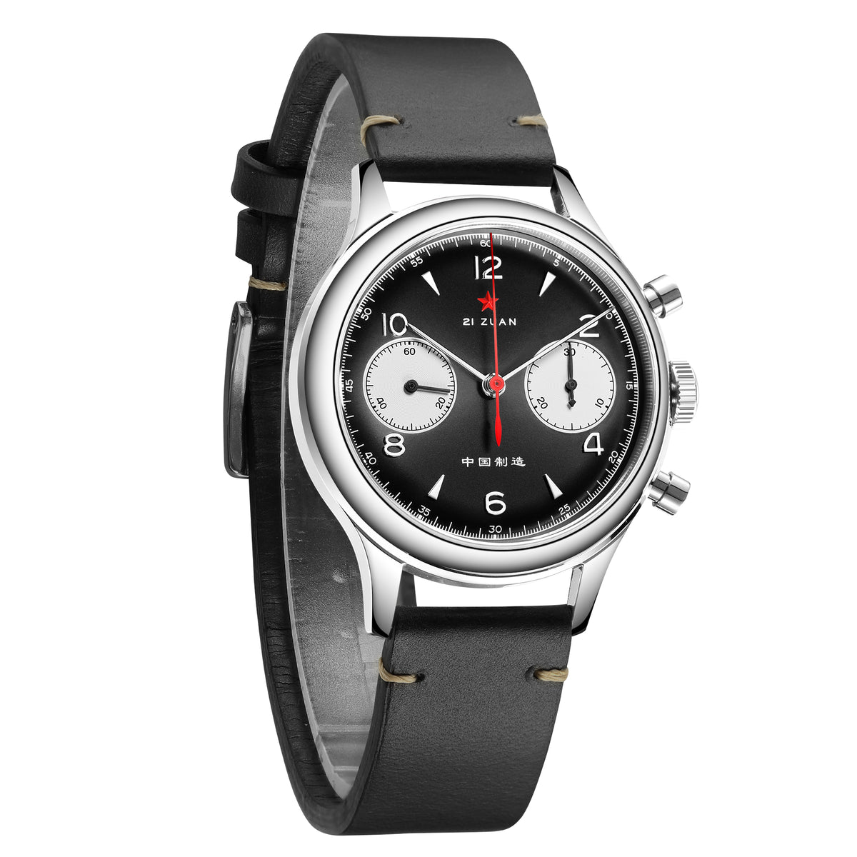SEAKOSS 38mm Men 1963 Chronograph Watches Seagull ST1901 Movement Sapphire  Mechanical Wristwatches Black Color