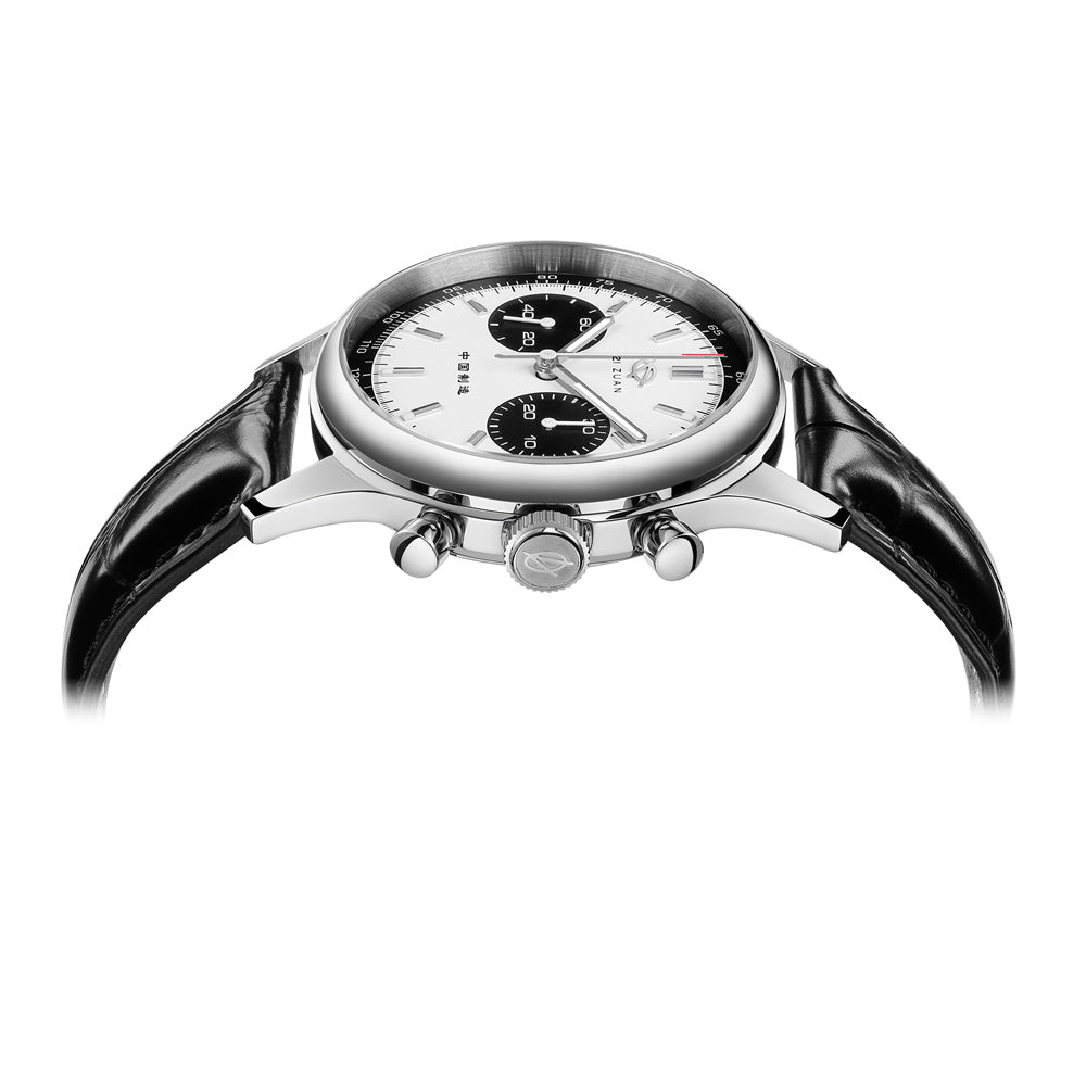 SEAKOSS 40mm Men's Panda Seagull 1963 Chronograph Wristwatch Luminous Sapphire ST1901 Gooseneck Movement Pilot Mechanical Watches