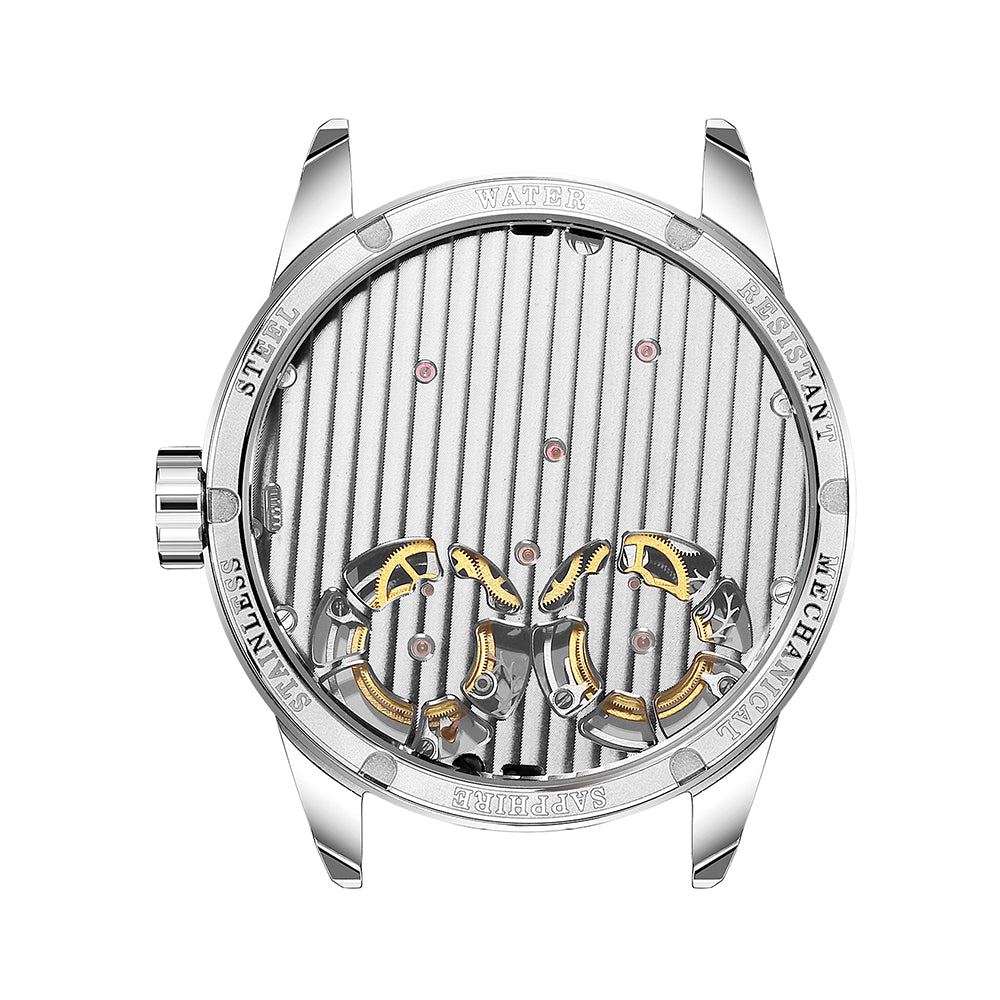 SEAKOSS Luxury Dual Tourbillon Mechanical Watch for Men 42.5mm – Skeleton Dial, Hand-Winding Movement, Sapphire Crystal & Genuine Leather Strap