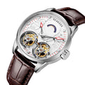 SEAKOSS Top Double Tourbillon Men's Pilot Luxury Skeleton Manual Mechanical Watch Luminous Stainless Steel Leather Watches