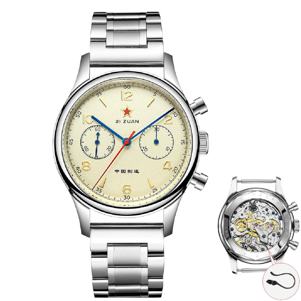 SEAKOSS Seagull 1963 38mm Chronograph Gooseneck Sapphire Glass Men Pilot Seagull ST1901 Movement Mechanical Watches
