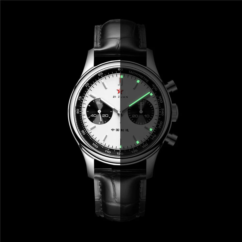 SEAKOSS Men 40mm Panda 1963 Chronograph Watch Luminous Sapphire Seagull ST1901 Movement Mechanical Watches