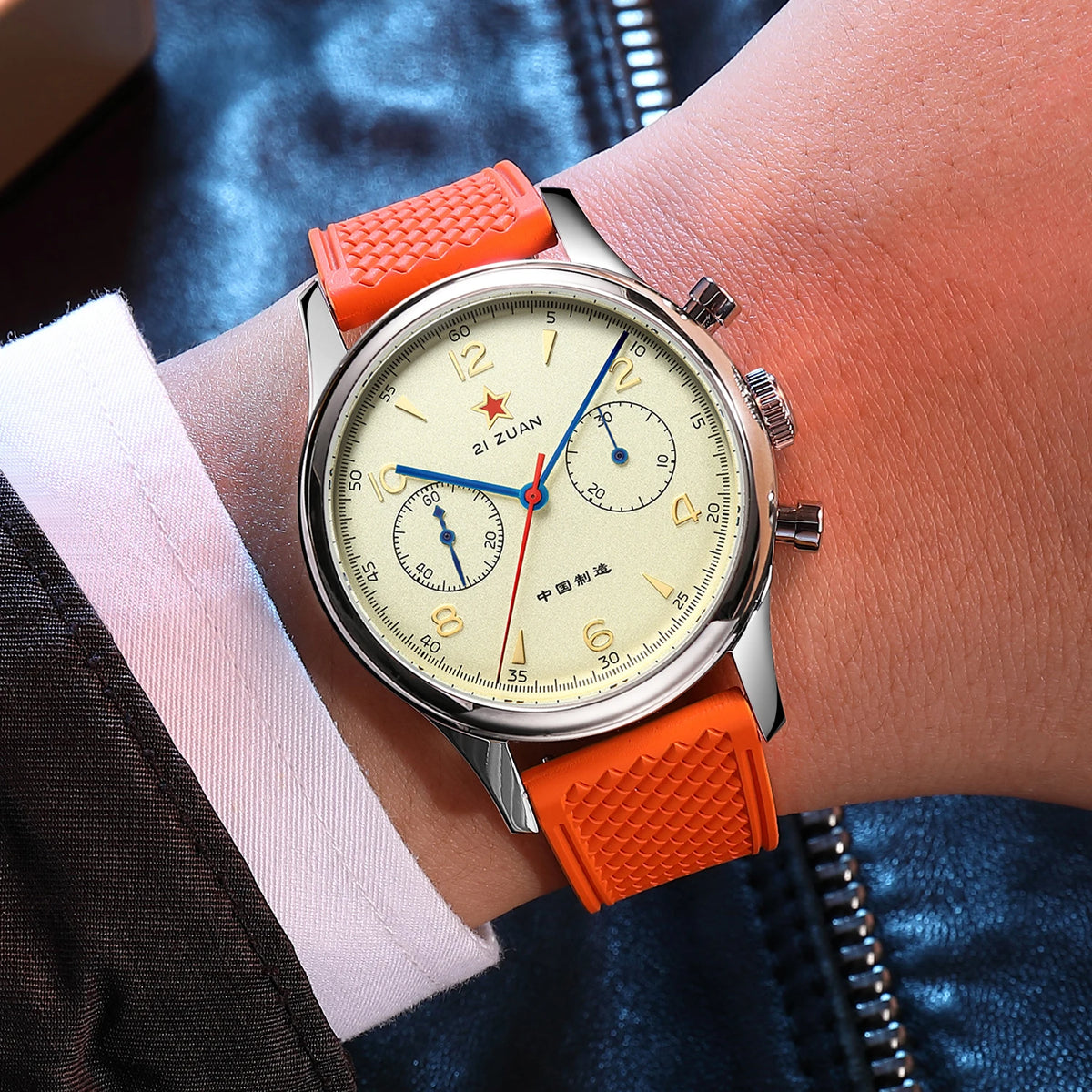 SEAKOSS 40mm Seagull 1963 Chronograph Men's Watch ST1901 Movement Sapphire Gooseneck Wristwatches FKM Silicone Strap