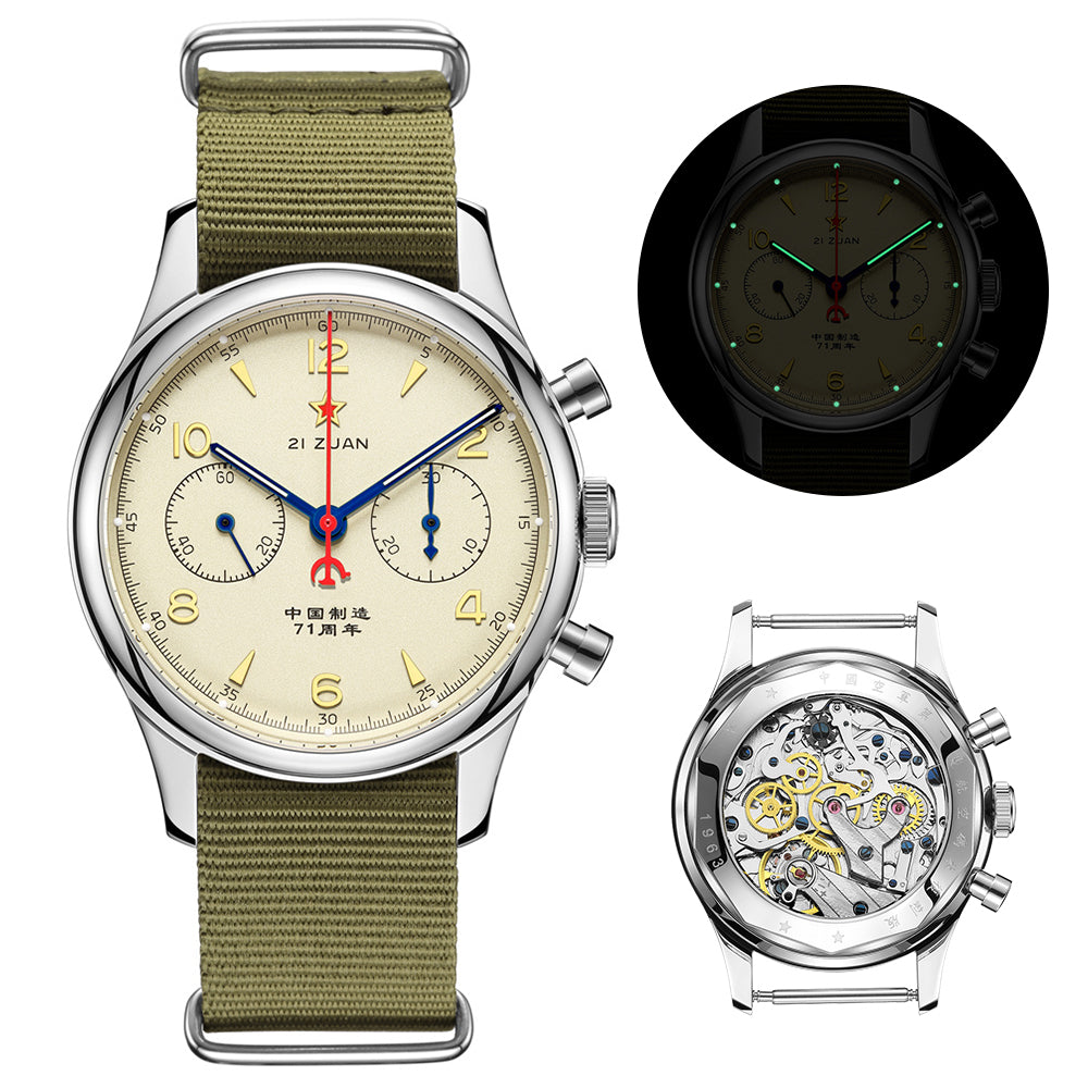 SEAKOSS 1963 Chronograph 38mm Luminous Dial Seagull ST1901 Movement Pilot Hand Winding Men's Chrono Mechanical Watches Sapphire Glass