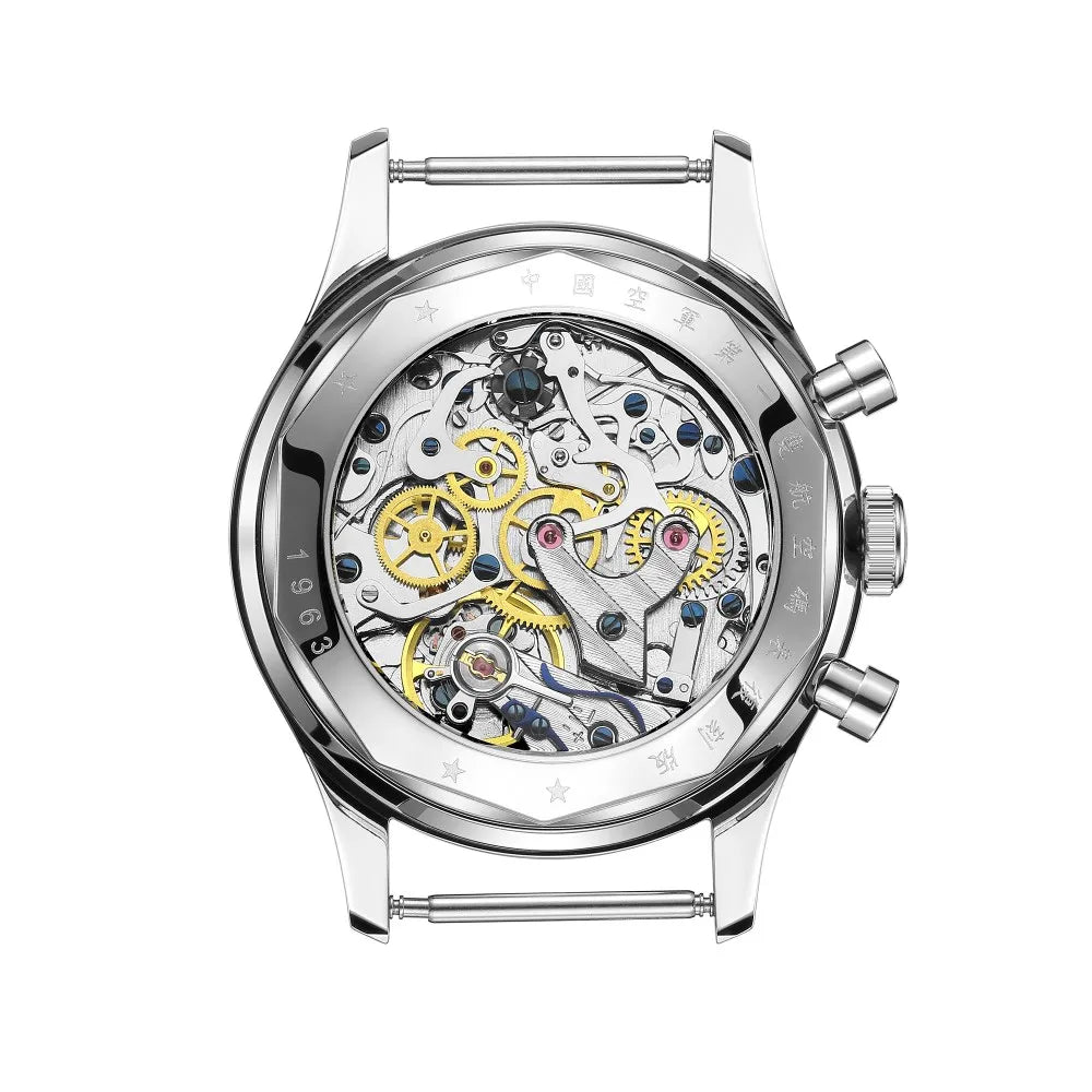 SEAKOSS 1963 ST19 Mechanical Hand Winding Movement Moonphase Men 40mm Pilot Watch Multifunction Waterproof Chronograph Watches